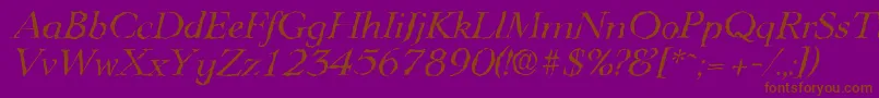 Fonte LingwoodrandomItalic – fontes marrons em um fundo roxo