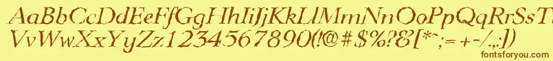 LingwoodrandomItalic-fontti – ruskeat fontit keltaisella taustalla