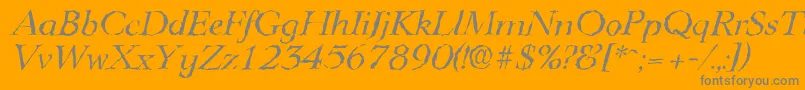 LingwoodrandomItalic-Schriftart – Graue Schriften auf orangefarbenem Hintergrund