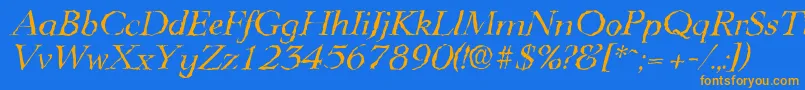 LingwoodrandomItalic Font – Orange Fonts on Blue Background