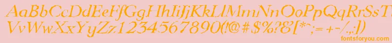 Fonte LingwoodrandomItalic – fontes laranjas em um fundo rosa