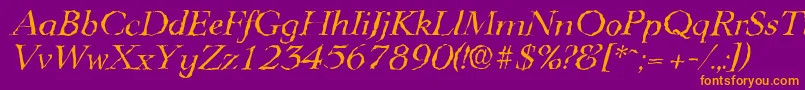 LingwoodrandomItalic Font – Orange Fonts on Purple Background