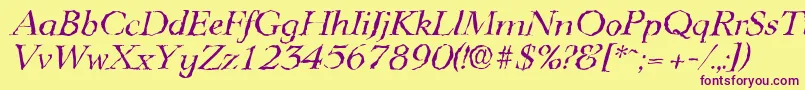 LingwoodrandomItalic Font – Purple Fonts on Yellow Background