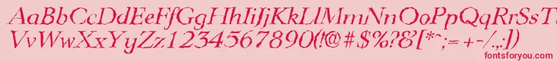 Fonte LingwoodrandomItalic – fontes vermelhas em um fundo rosa