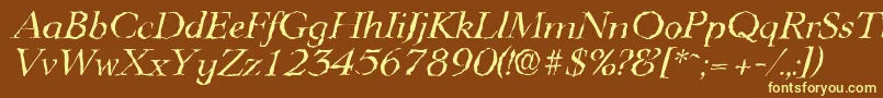 LingwoodrandomItalic-fontti – keltaiset fontit ruskealla taustalla