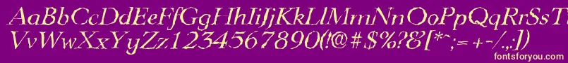 fuente LingwoodrandomItalic – Fuentes Amarillas Sobre Fondo Morado