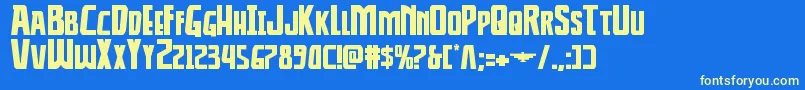 Thunderhawkexpand Font – Yellow Fonts on Blue Background