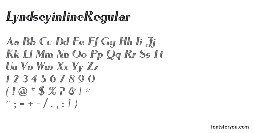 LyndseyinlineRegularフォント–アルファベット、数字、特殊文字