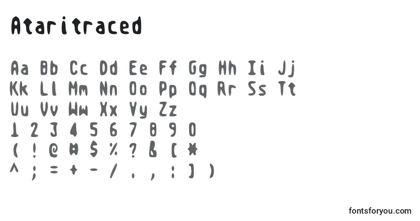 Czcionka Ataritraced – alfabet, cyfry, specjalne znaki