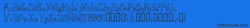 Acadianc-Schriftart – Schwarze Schriften auf blauem Hintergrund