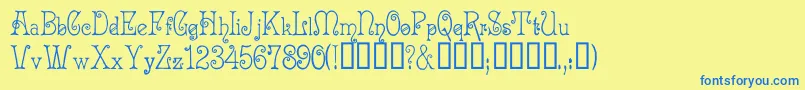 Acadianc Font – Blue Fonts on Yellow Background