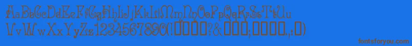 Acadianc-Schriftart – Braune Schriften auf blauem Hintergrund