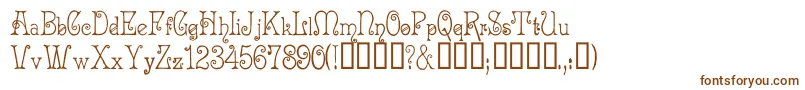 Acadianc-Schriftart – Braune Schriften auf weißem Hintergrund