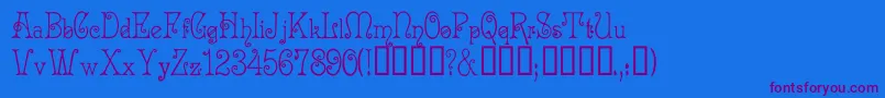 Acadianc-Schriftart – Violette Schriften auf blauem Hintergrund