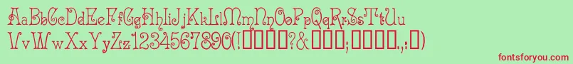 Acadianc Font – Red Fonts on Green Background