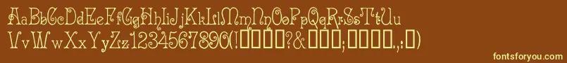 Acadianc-Schriftart – Gelbe Schriften auf braunem Hintergrund
