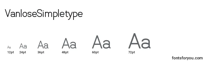 Размеры шрифта VanloseSimpletype