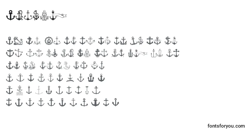 Czcionka Anchor – alfabet, cyfry, specjalne znaki