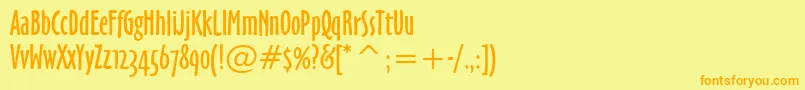 フォントOzHandicraftBt – オレンジの文字が黄色の背景にあります。