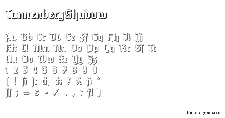 Шрифт TannenbergShadow – алфавит, цифры, специальные символы