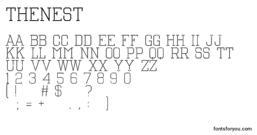 Czcionka TheNest – alfabet, cyfry, specjalne znaki