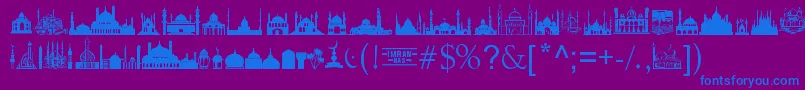 MasjidAlImran-Schriftart – Blaue Schriften auf violettem Hintergrund