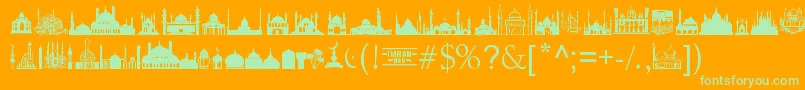 フォントMasjidAlImran – オレンジの背景に緑のフォント