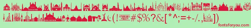 MasjidAlImran-Schriftart – Rote Schriften auf grünem Hintergrund