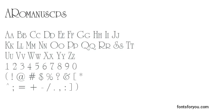 ARomanuscps font – alphabet, numbers, special characters