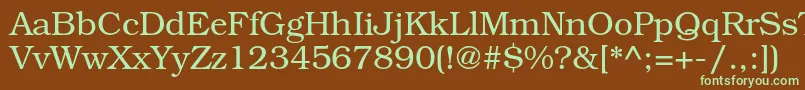 フォントBookmanstdLight – 緑色の文字が茶色の背景にあります。