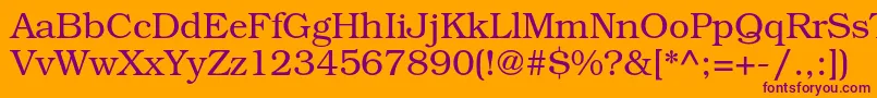 Czcionka BookmanstdLight – fioletowe czcionki na pomarańczowym tle