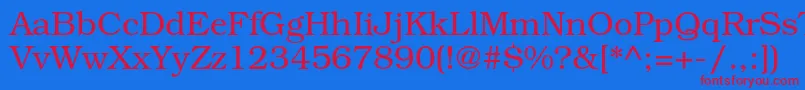 BookmanstdLight-fontti – punaiset fontit sinisellä taustalla
