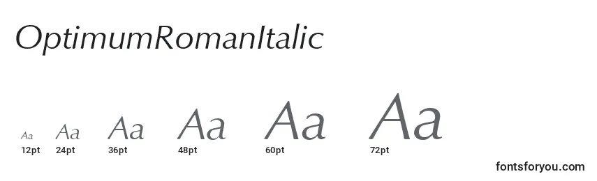Размеры шрифта OptimumRomanItalic