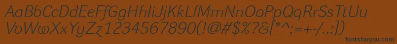 Czcionka DynagroteskleItalic – czarne czcionki na brązowym tle