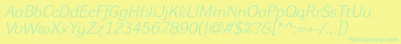 DynagroteskleItalic Font – Green Fonts on Yellow Background