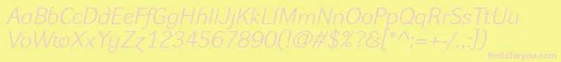 Шрифт DynagroteskleItalic – розовые шрифты на жёлтом фоне