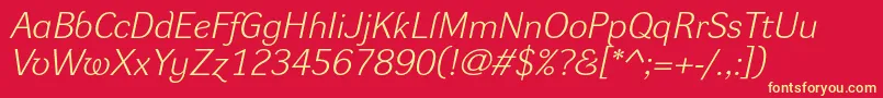 DynagroteskleItalic Font – Yellow Fonts on Red Background