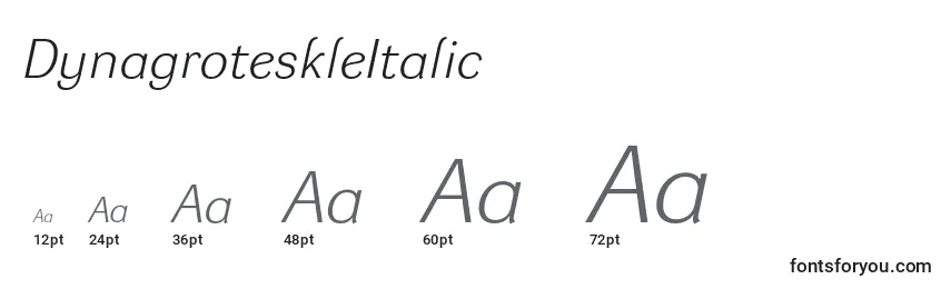 Размеры шрифта DynagroteskleItalic