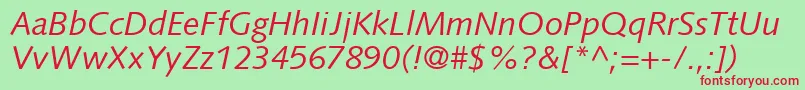 FacileSsiItalic-Schriftart – Rote Schriften auf grünem Hintergrund