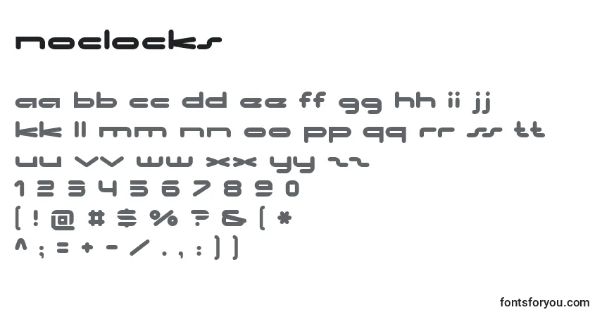 Czcionka Noclocks – alfabet, cyfry, specjalne znaki