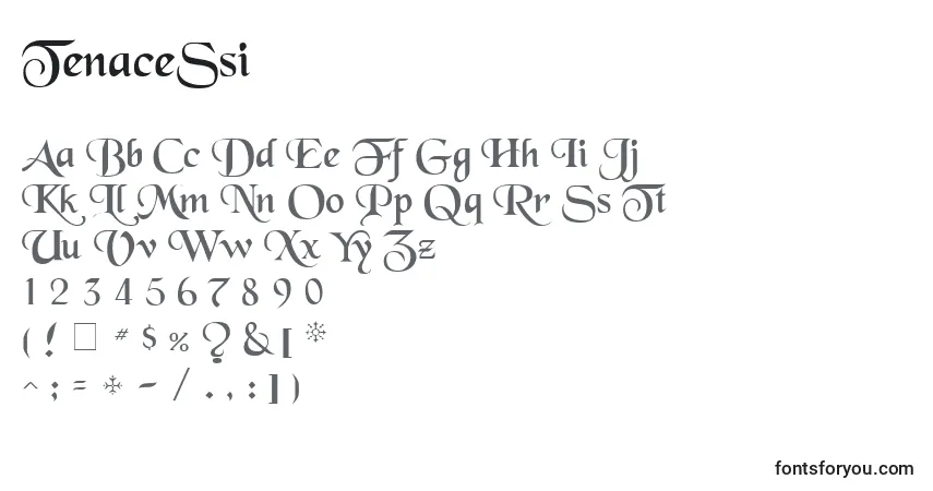A fonte TenaceSsi – alfabeto, números, caracteres especiais