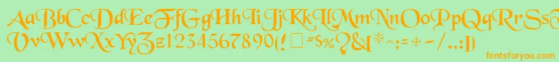 フォントTenaceSsi – オレンジの文字が緑の背景にあります。