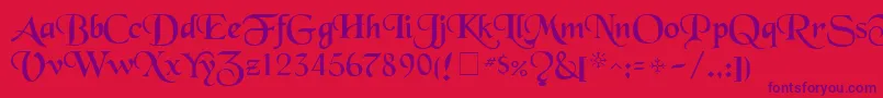 TenaceSsi-Schriftart – Violette Schriften auf rotem Hintergrund