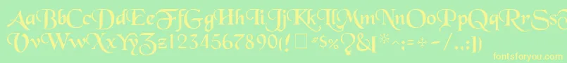 TenaceSsi-Schriftart – Gelbe Schriften auf grünem Hintergrund