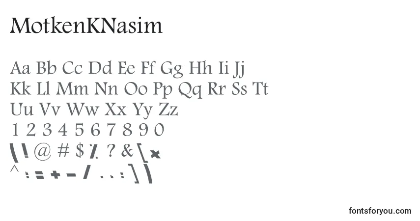 Schriftart MotkenKNasim – Alphabet, Zahlen, spezielle Symbole