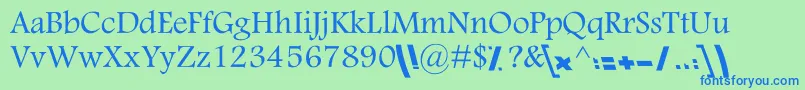 MotkenKNasim-Schriftart – Blaue Schriften auf grünem Hintergrund