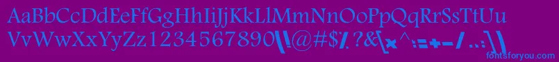 MotkenKNasim-Schriftart – Blaue Schriften auf violettem Hintergrund
