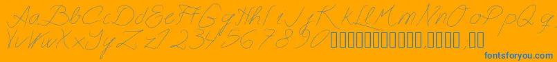 Astralasia-Schriftart – Blaue Schriften auf orangefarbenem Hintergrund