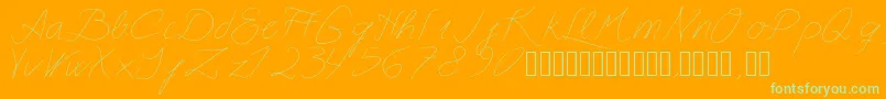 Astralasia-Schriftart – Grüne Schriften auf orangefarbenem Hintergrund