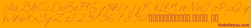 Czcionka Astralasia – fioletowe czcionki na pomarańczowym tle